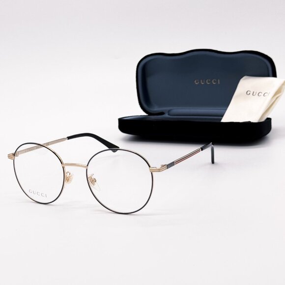 NEW GUCCI GG0839OK 001 MEN BLACK/GOLD EYEGLASSES GUCCI - Picture 1 of 12